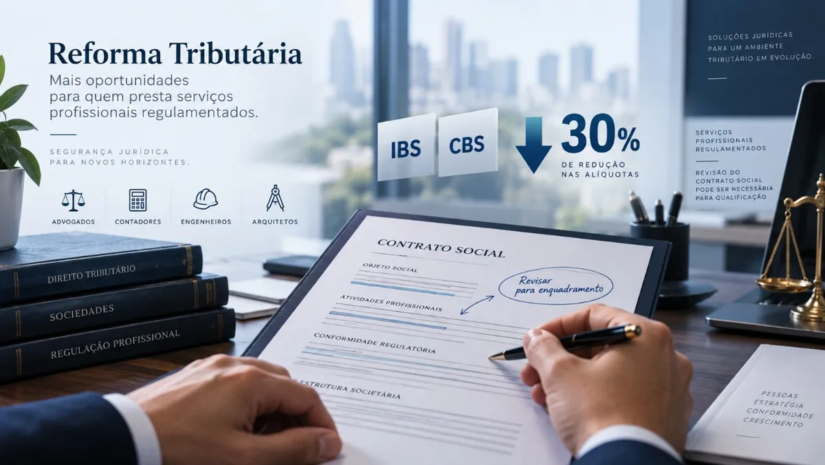Reforma tributária e prestadores de serviços. A redução de 30% pode exigir revisão do contrato social